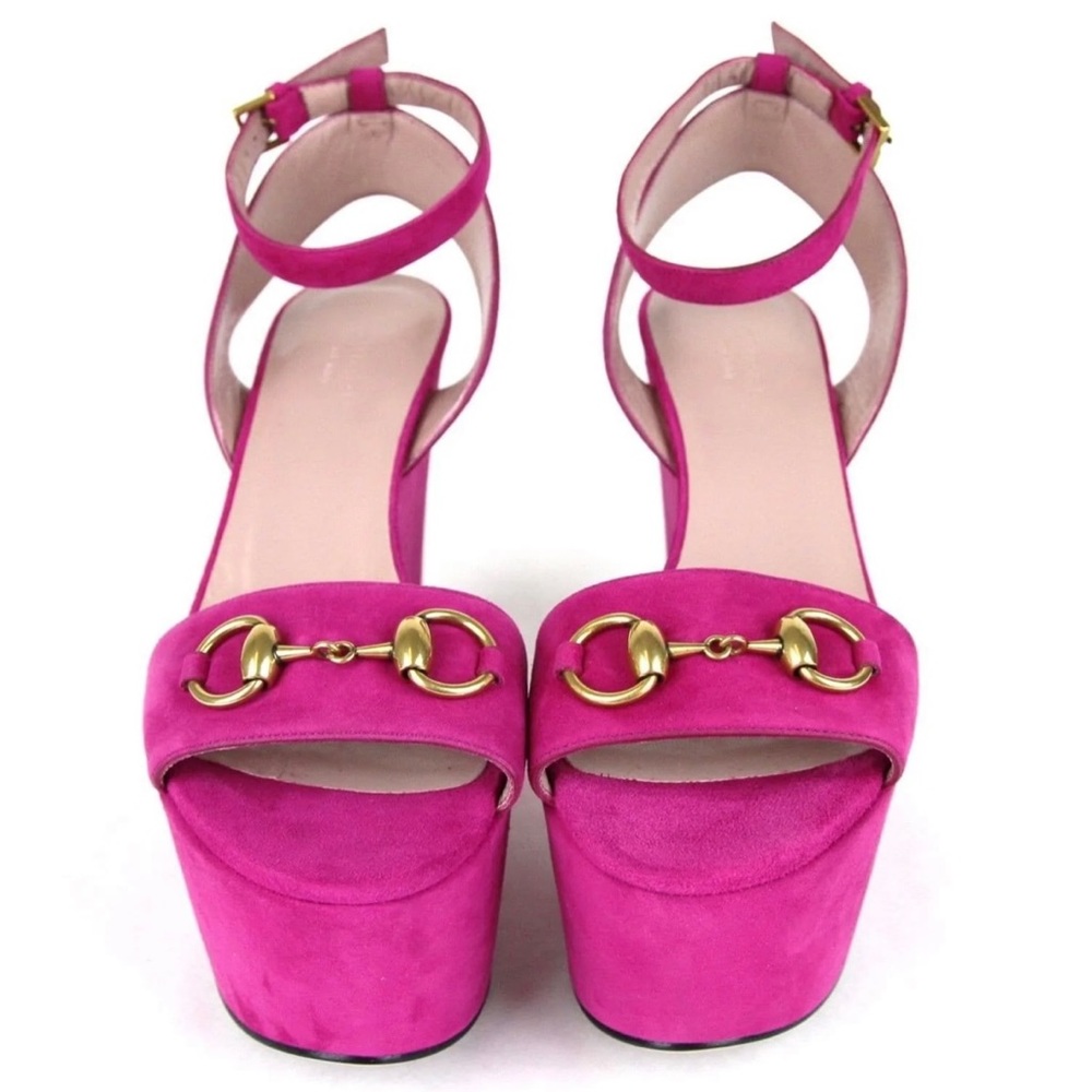 Gucci fucsia hot pink wedge sandal